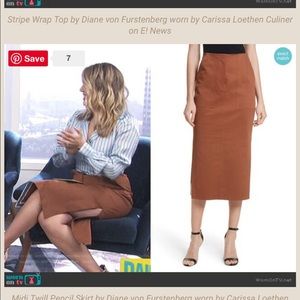 EUC Diane Von Furstenberg Midi Twill Pencil Skirt